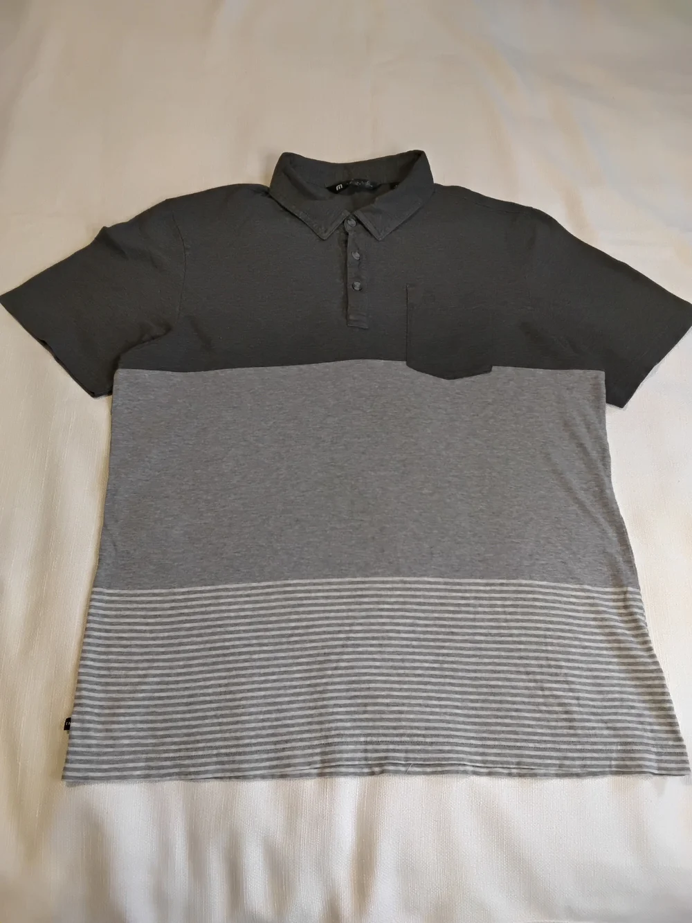 Travis Mathew Two-Tone Gray Striped Polo Golf Mens Sz L.